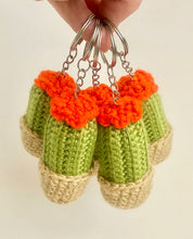 Load image into Gallery viewer, Crocheted Barrel Cactus Keychain
