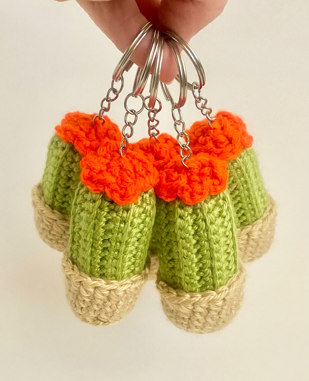 Crocheted Barrel Cactus Keychain