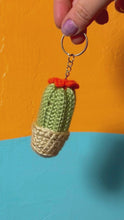 Load and play video in Gallery viewer, Crocheted Barrel Cactus Keychain
